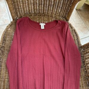 Bozzolo Pink Ribbed Long Sleeve Blouse